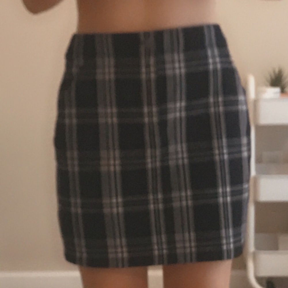 plaid midi skirt